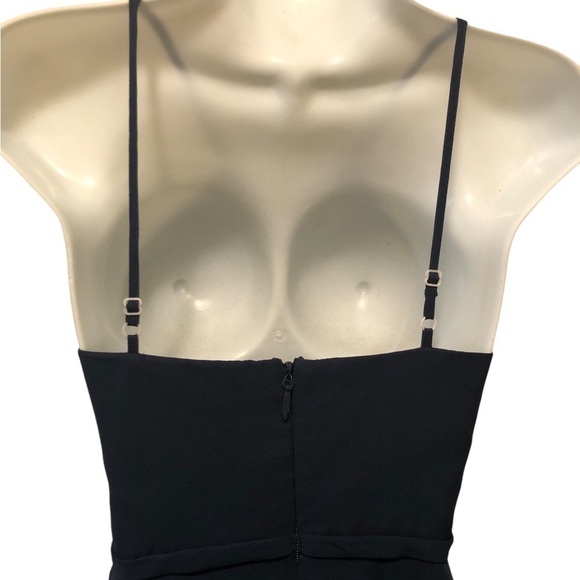 Azazie Alayna Short Bridesmaid A Line Dress Navy Sz J12 High Neck Sheer Chiffon - Picture 6 of 11